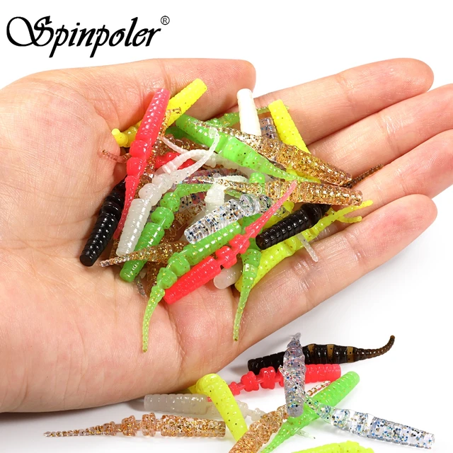 Spinpoler 42mm Ajing Light Game Worm Micro Soft Fishing Lure Panfish  Crappie Perch Bait TPE Plastic Micro Finesse Swimbait - AliExpress