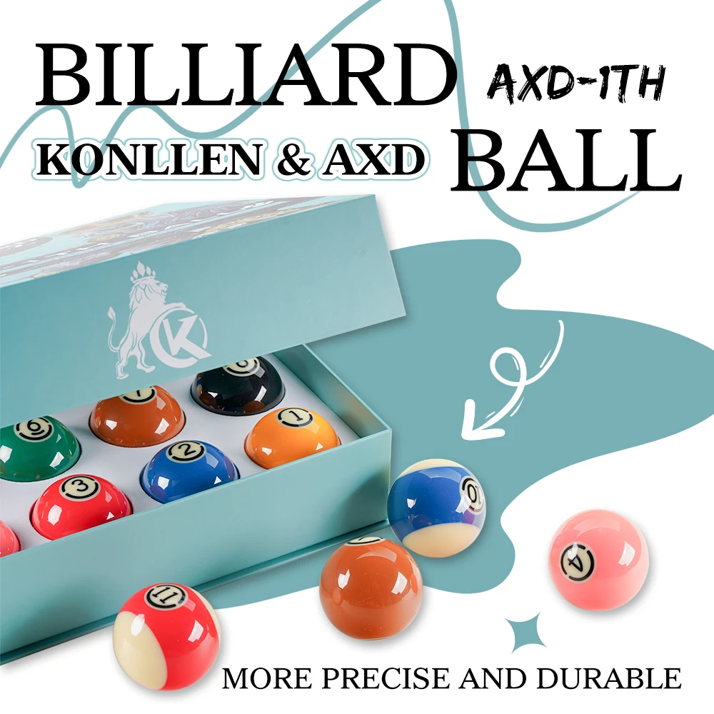 KONLLEN Pool Balls 57.2mm Resin Balls Set 2-1/4" 16pcs Full Set For Pool Tables Billiard Pendulum Sticker Billliards Accessories