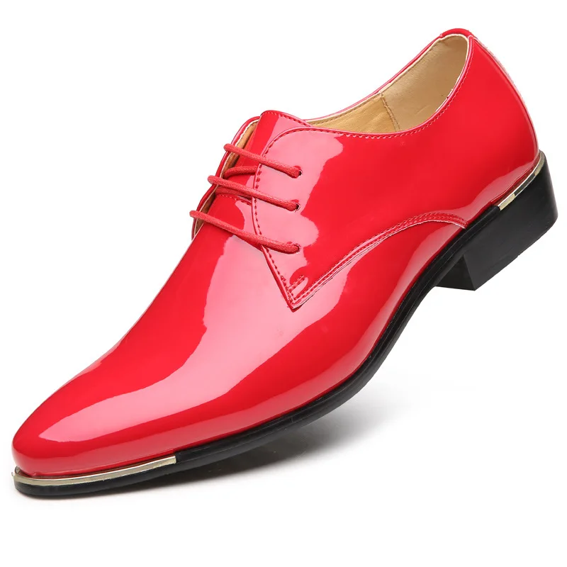 Men&rsquo;s Patent Leather British Style Lace Up Pointed Toe Dress Shoes Wedding Business Party Social Shoe
