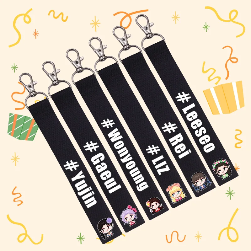 

KPOP IVE Member Cartoon Photo Printing Lanyard Keyring WONYOUNG YUJIN LIZ Phone Bag Fashion Penndant Fans Collectibles Gifts