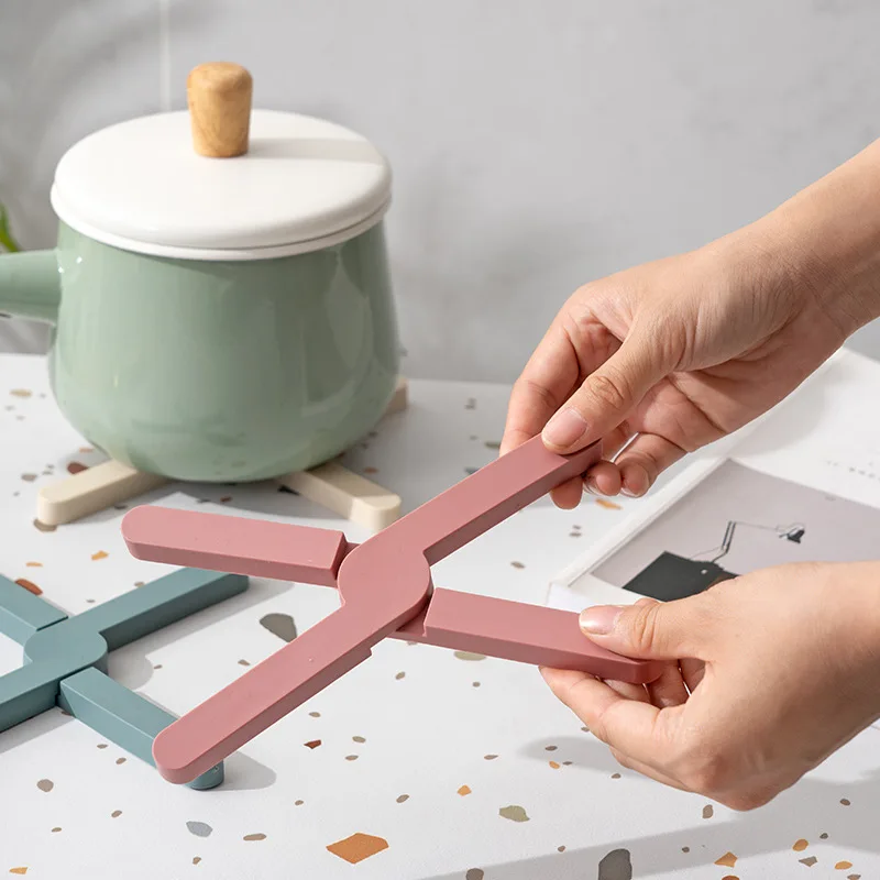 1/2pcs Foldable Silicone Heat Resistant Placemat Non-Slip Table Mat Multi-purpose Pot Holder Dish Plate Coaster Kitchen Dining dining table mat