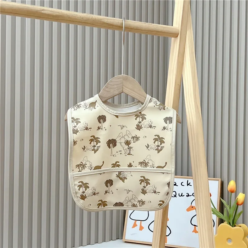 Waterproof Baby Bibs Cartoon Newborns Kids Burp Cloth Art Smock Feeding Bib Apron Pocket Infant Toddler Boys Girls Saliva Towel 2