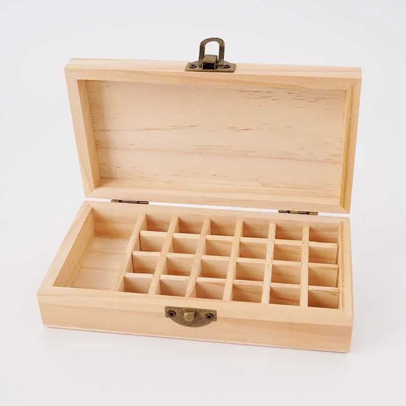 Essential Oil Box Large Capacity Pure Solid Wood 25 Grid Essential Oil storage box 15 Ml