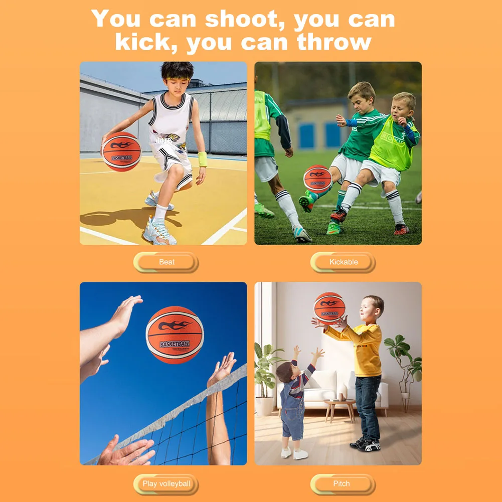 Basketball Balls 18/21/24cm Silent Basketball High-Resilience Bouncing Mute Ball Size 3/5/7 Dribbling Basketball for Various Indoor Activities
