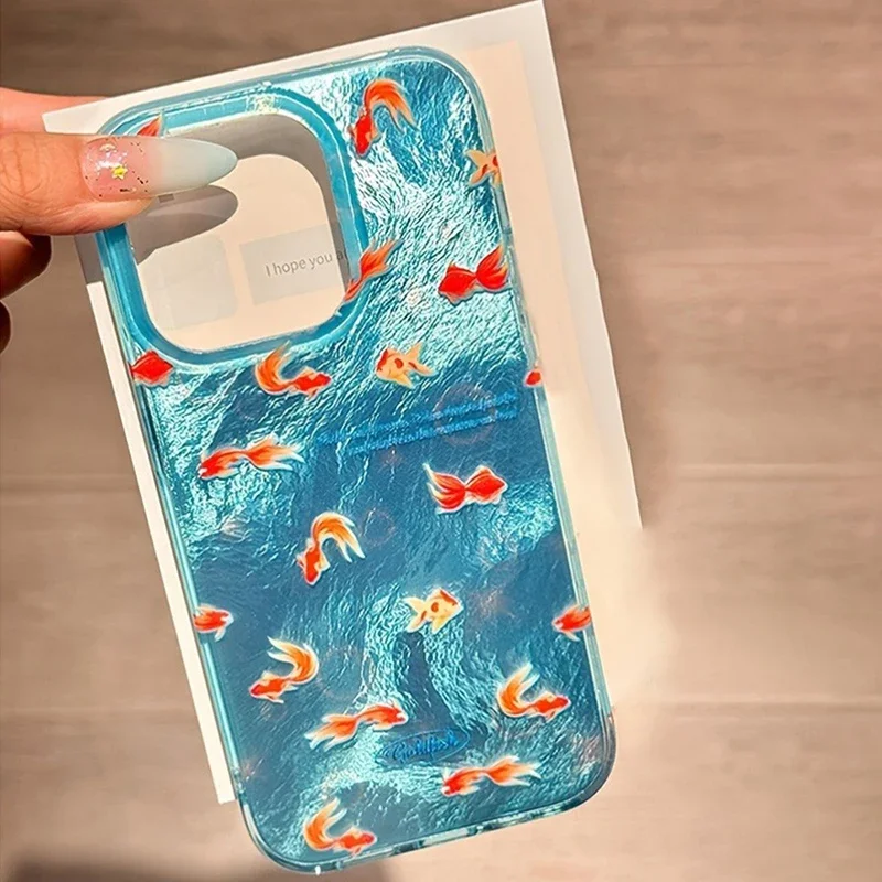 Korean Blue Ocean Red Carp Vortex Pattern Phone Case Cover