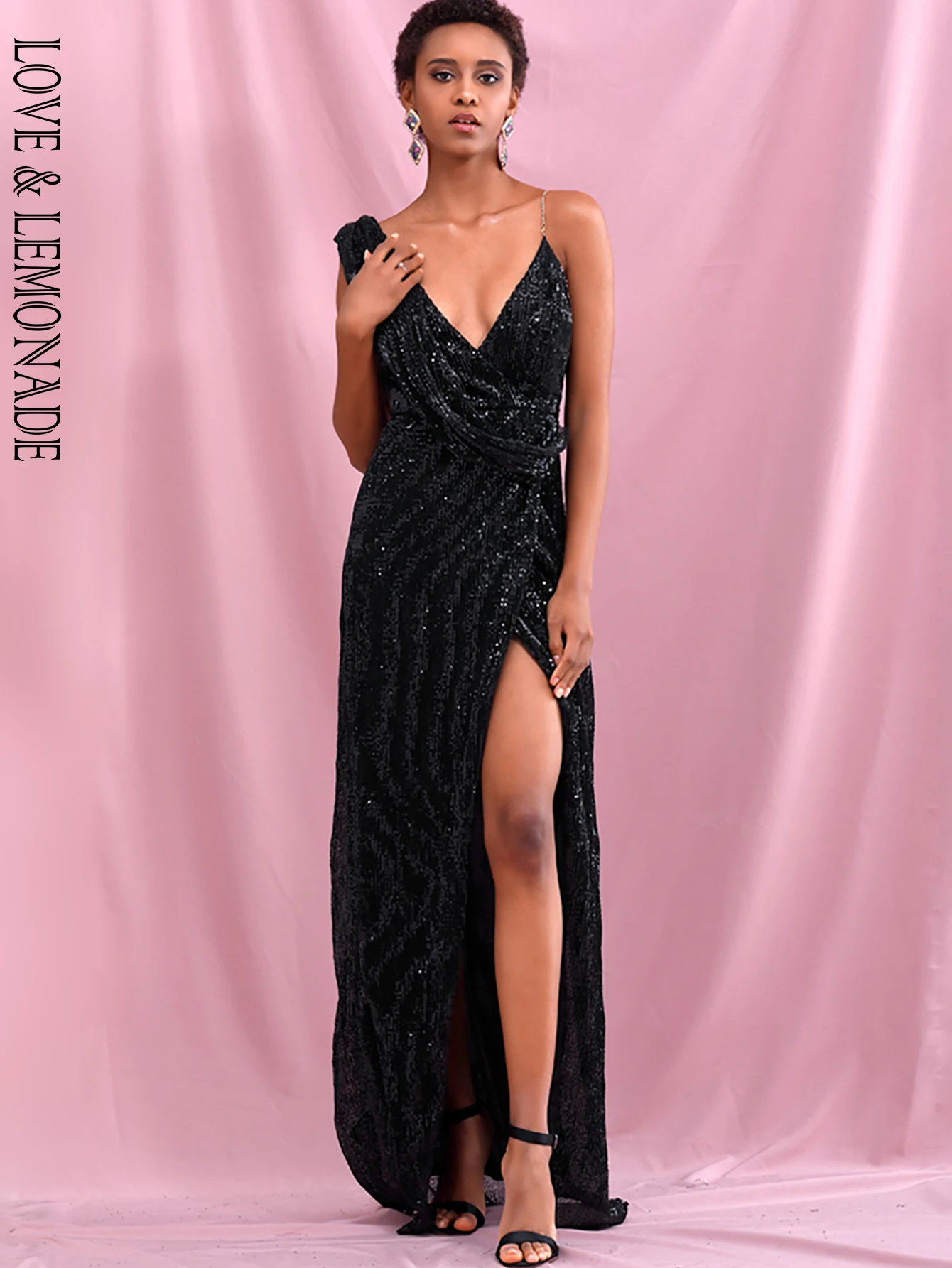 Whit Split Sequins Party Maxi Dress 