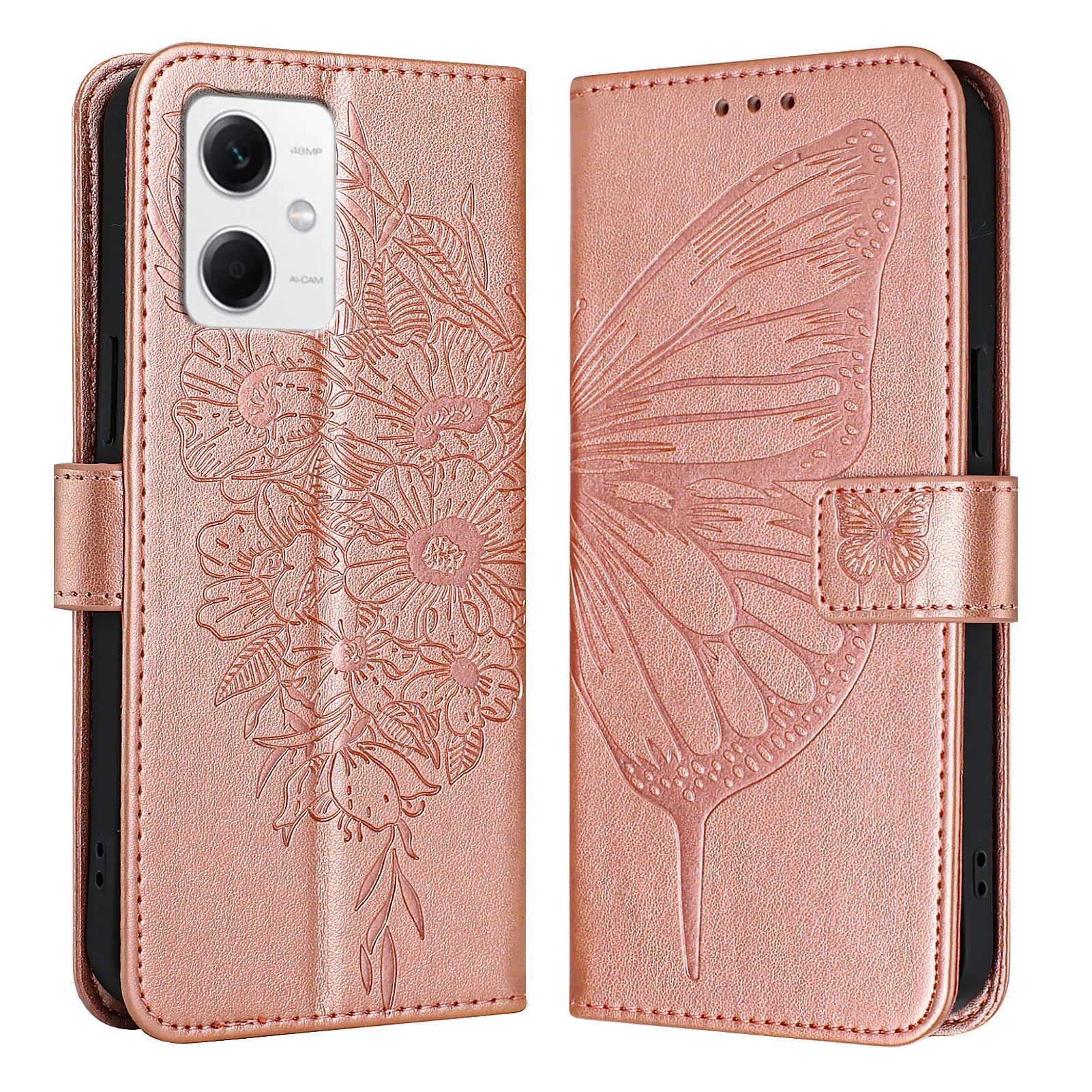 Classic Embossed Leather Flip Wallet Phone Case with Card Slot