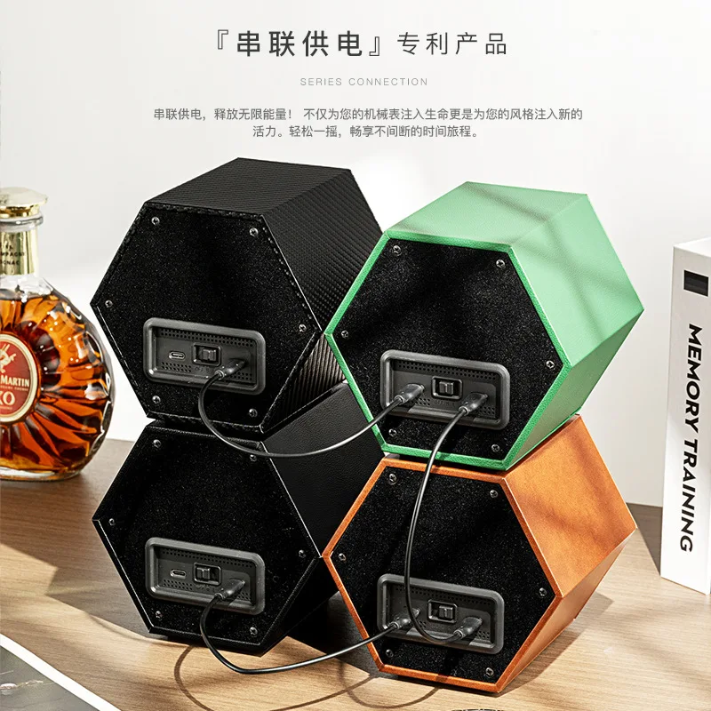 Watch Winder Box Automatic PU Leather Global Universal Power Cord Mechanical Watch Box Automatic Winding watch winder