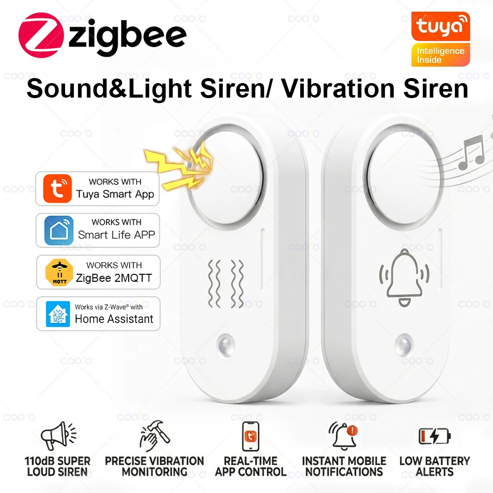 Advanced Tuya Zigbee Vibration and Sound Light Alarm for Enhanced Home Security