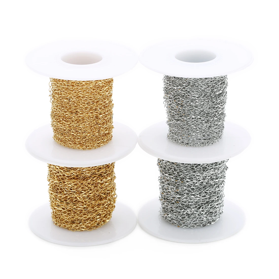 

SAUVOO 10Meters/Roll 1.5/2mm Stainless Steel Chain Gold Color Press Polish For Necklace Bracelet DIY Jewelry Making Finding