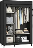 Wardrobe Portable Closet Wardrobe Clothes Storage with 6 Shelves and Hanging Rail,Non-Woven Fabric, Quick and Easy Assembly 1