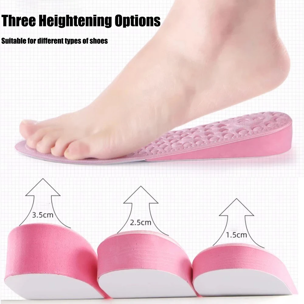 1Pair Height Increased Insoles for Women Shoes Inner Sole Shoe Insert Lift Heel Comfort EVA Heightening Feet Care Insoles