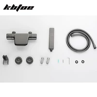 ปืนสีเทา Thermostatic อ่างอาบน้ำก๊อกน้ำห้องน้ำน้ำตกฝักบัวชุดทองเหลือง Handshower แรงดันวาล์วผสมน้ำ 5