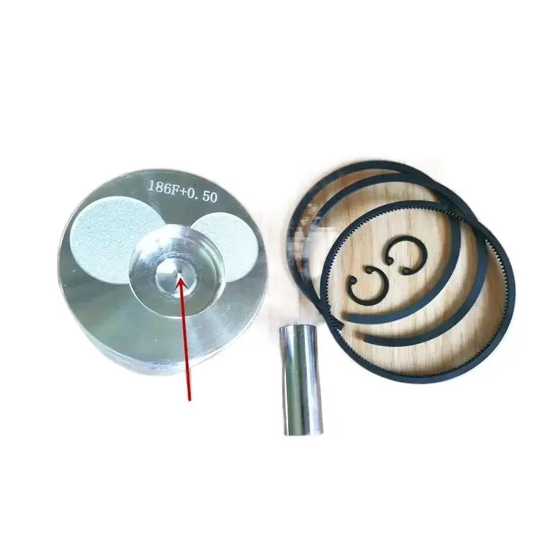 Kit Pistone Per Motore 186FA Con Spinotti, Fasce Elastiche E Anelli Di Sicurezza - In Lega Di Alluminio - 2