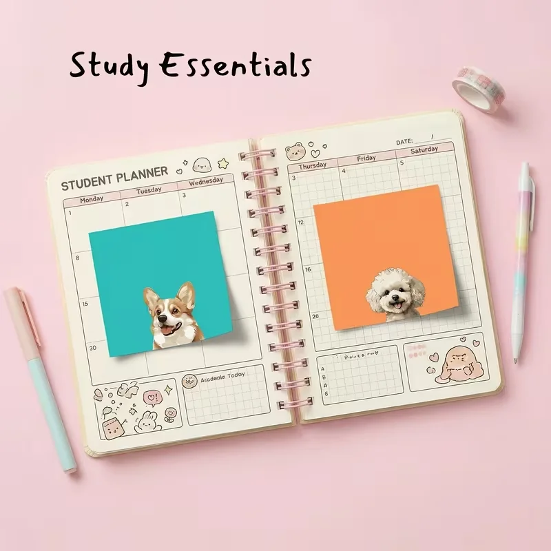 3er-Pack zufällige Packungen mit niedlichen Hunde-Haftnotizen – Corgi, Frenchie, Retriever, Pudel, Notizblöcke, Geschenk für Studenten – Detail 5
