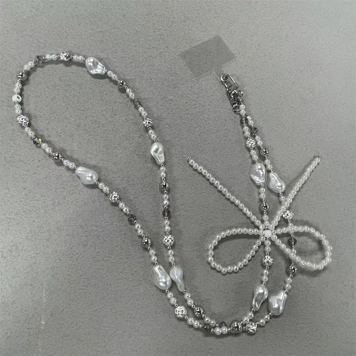Elegant Pearl Bow Beaded Crossbody Chain Phone Case Pendant