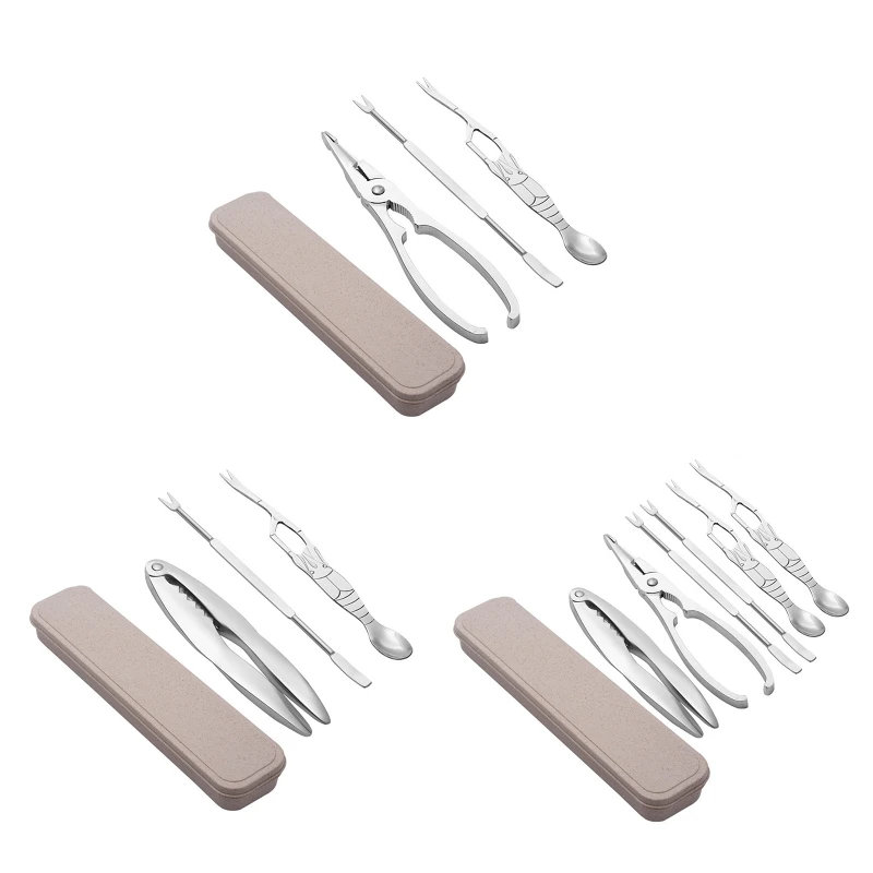 

Seafood Gadget Set Shrimp Pliers Spoon Set Lobster Cracker Tools Kitchen Accessories Multi Purpose Use Gadgets D08D