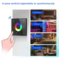 ZigBee 5 in 1 LED Controller 4 โซน RF แผงสัมผัส LED Strip Dimmer KIT APP เสียงสมาร์ท DC 12V 24V สําหรับแสงในร่ม 5