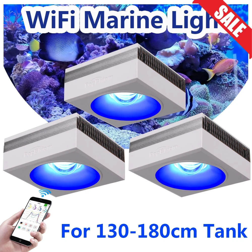 Luce Per Acquario Marino 300W Luce Per Acquario A Led Per Acqua Salata Per Acquario Sps/ Lps Di Barriera Corallina Da 150Cm/60 ", Luce Rl90 Wifi E Rs9