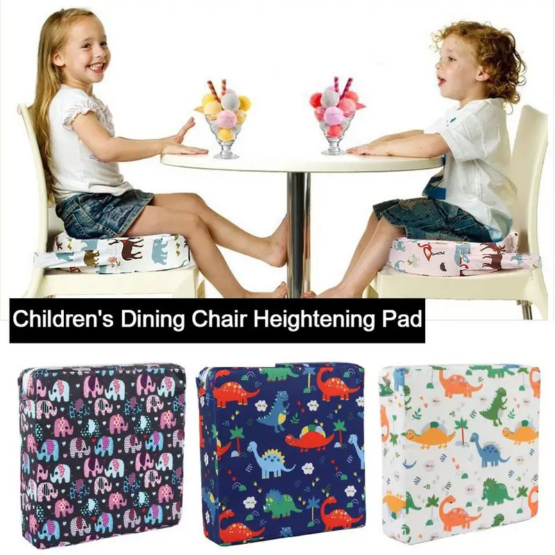 

Portable Kids High Chair Booster Seat Cushion Dining Chair Cushion Student Adjustable Dinosaur Elephant Printing