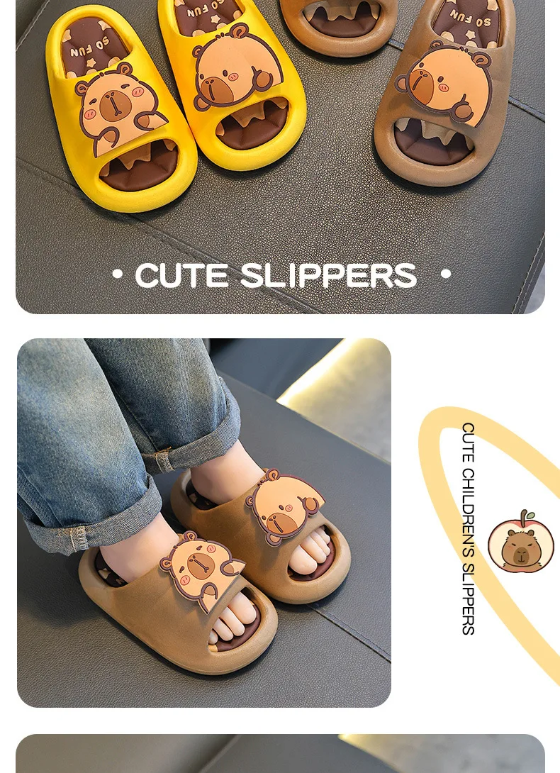 Kinder-Capybara-Hausschuhe Badezimmer-Sandalen 2026 Sommer Rutschfeste Cartoon-Pantoffeln Elastische Komfort-Plattform Kinder-Hausschuhe – Detail 2