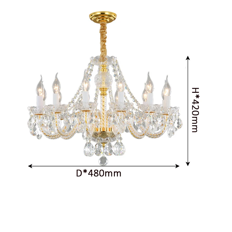 European Style Living Room Crystal Gold Chandelier White Simple Atmosphere Bedroom Candle Pendent Lamp Blue Luxury Villa Lights