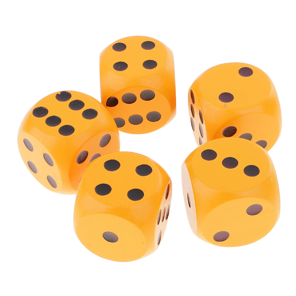

6 Sided Large Wooden Game Supplies 30mm for Board Games, Pack of 5
