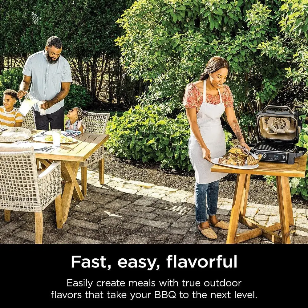 Outdoor Grill & Smoker 7-in-1 Air Fryer Bake Roast Broil uses Woodfire Pellets(1 Pack Included) Portable, Electric,Grey(Renewed) 3