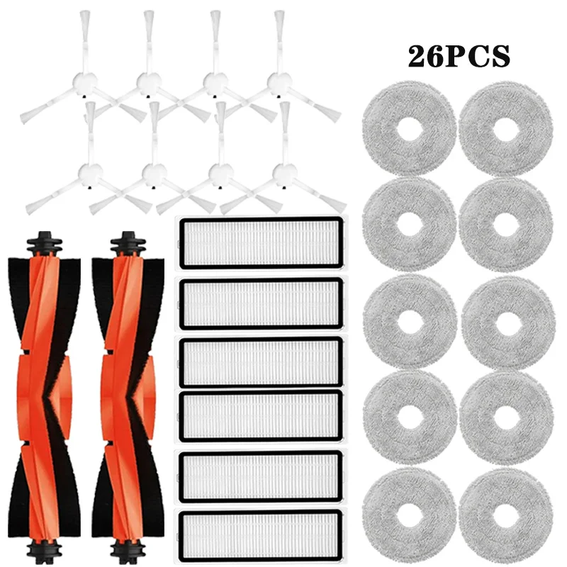 Enhanced Cleaning Kit: Main Brush, Side Brush, HEPA Filter, and Mop Cloth Replacement Set