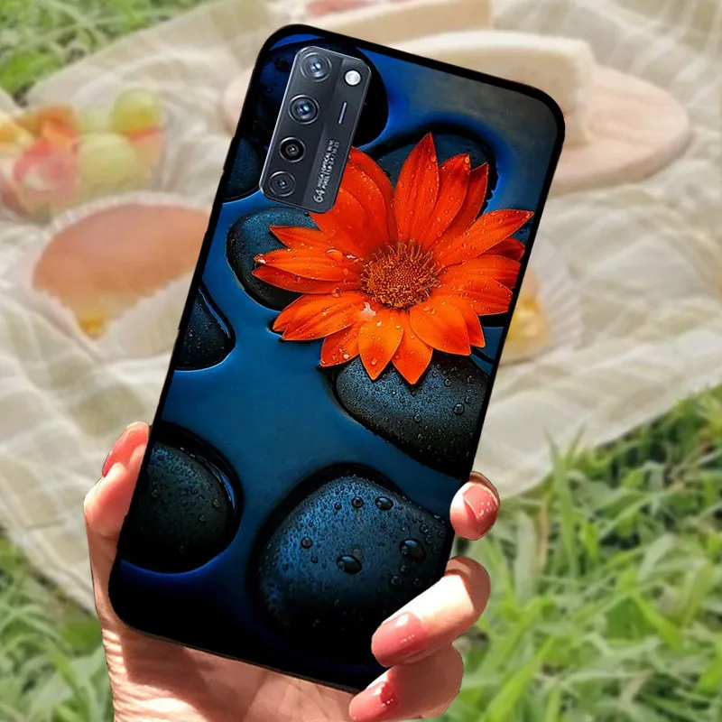 Enhanced Silicone Soft Marble Black Bumper Protective Case Cover