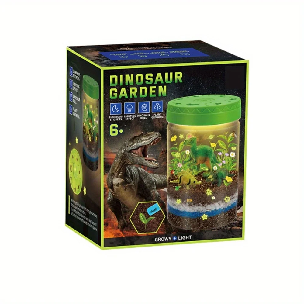 Round Bottle Dinosaur Garden Landscape Animal Plant Ecological Life Model Ornament Box copy