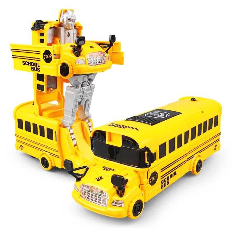 Simulation School Bus Model Universal Deformation Electric Transformation Superb Bus Toys With Music Light Kids Boys Toys funny led light bulldozer electric engineering car plastic model with music universal walking toys for kids boys birthday gifts