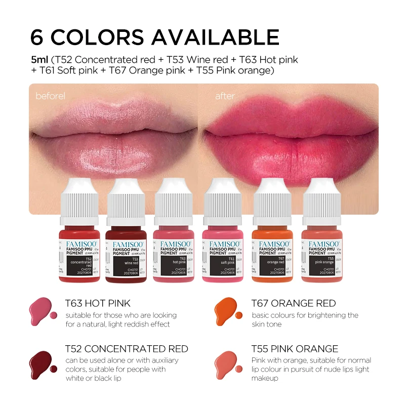 Vibrant 14-Color Permanent Makeup Pigment Set for Lips, Eyebrows, & Eyeliners