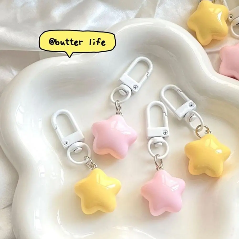 

1 PCS Cute Yellow Pink Stars Keychain Pendant Keyring For Girls Backpack Charm Headphone Case Accessorie Creative Gifts