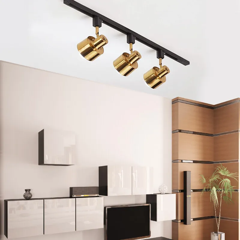 LED Gold Track light GU10 Ceiling Spotlight Industrial Track Lamp Bar Exhibition Clothing Store Light 4