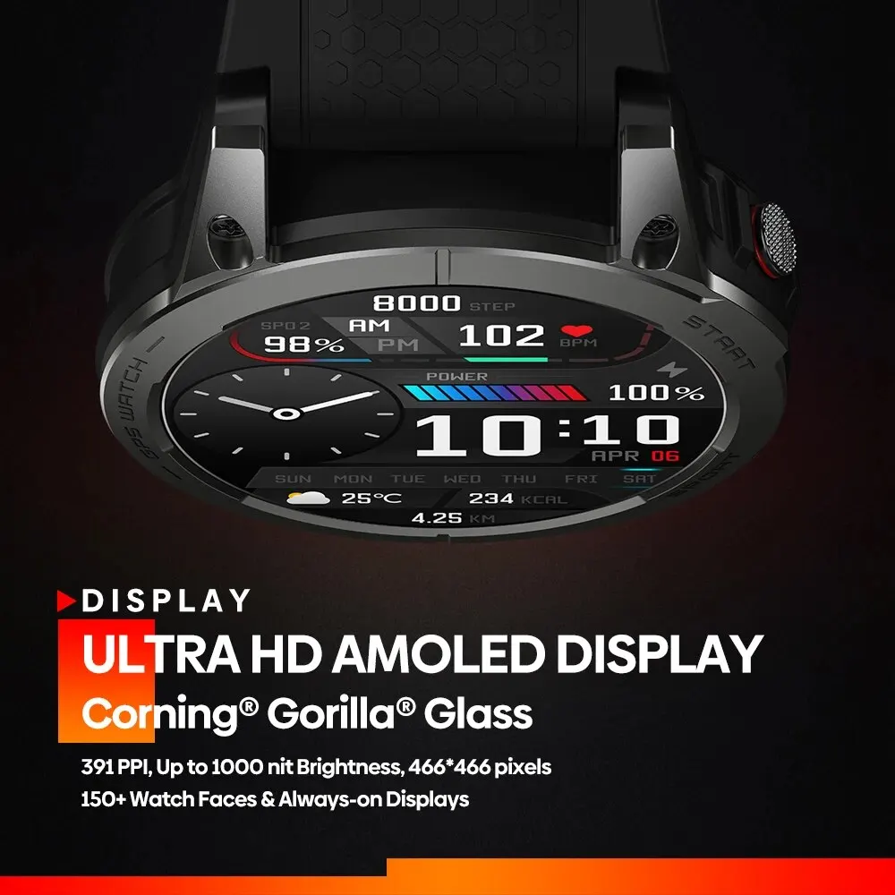 Zeblaze Stratos 3 ̾ GPS Ʈ ġ, Ʈ HD AMOLED ÷  GPS, Hi-Fi  ȭ ȭ,  Ʈġ