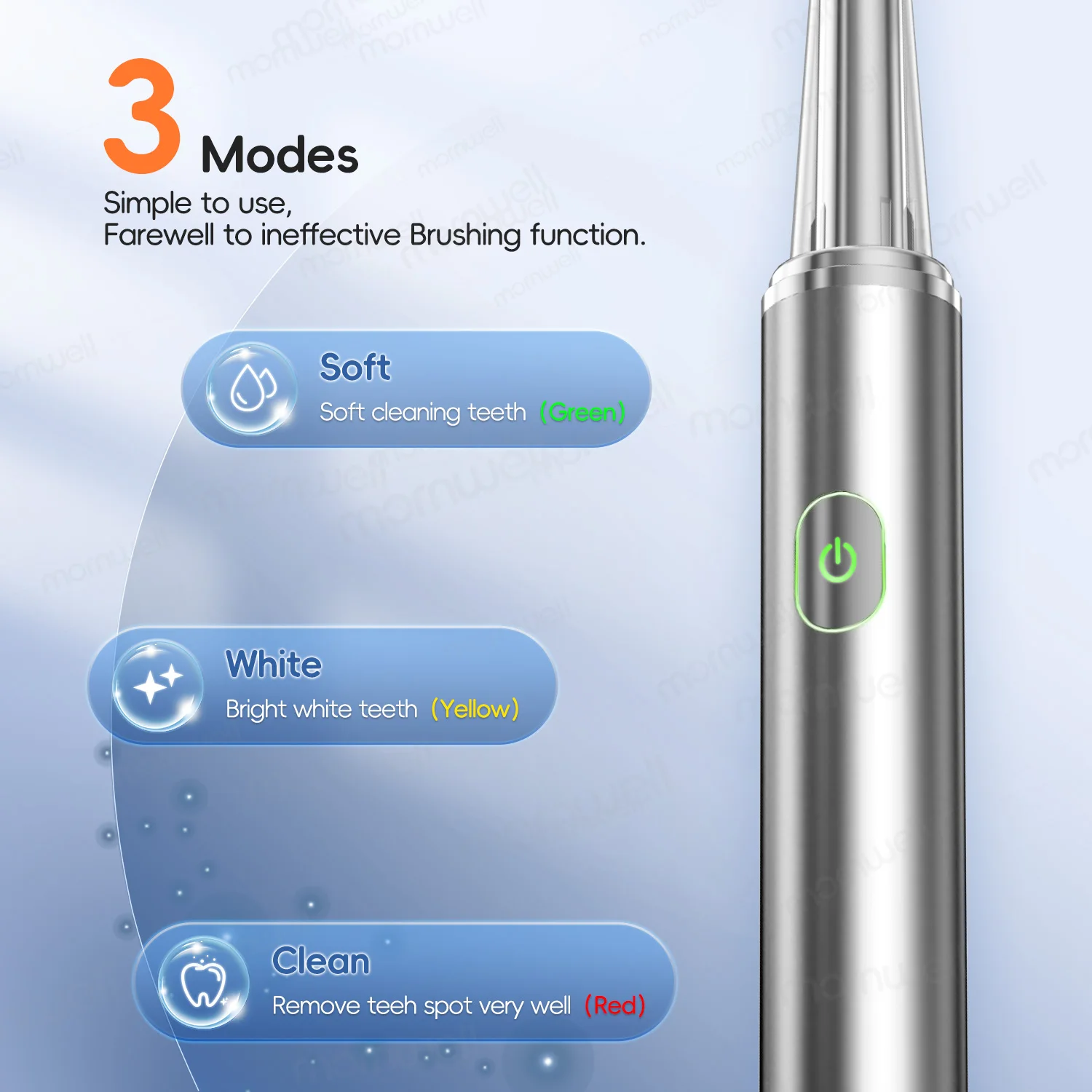 Women's Electric Toothbrush with DuPont Bristles - Elegant Design, 4 Brush Heads, Waterproof