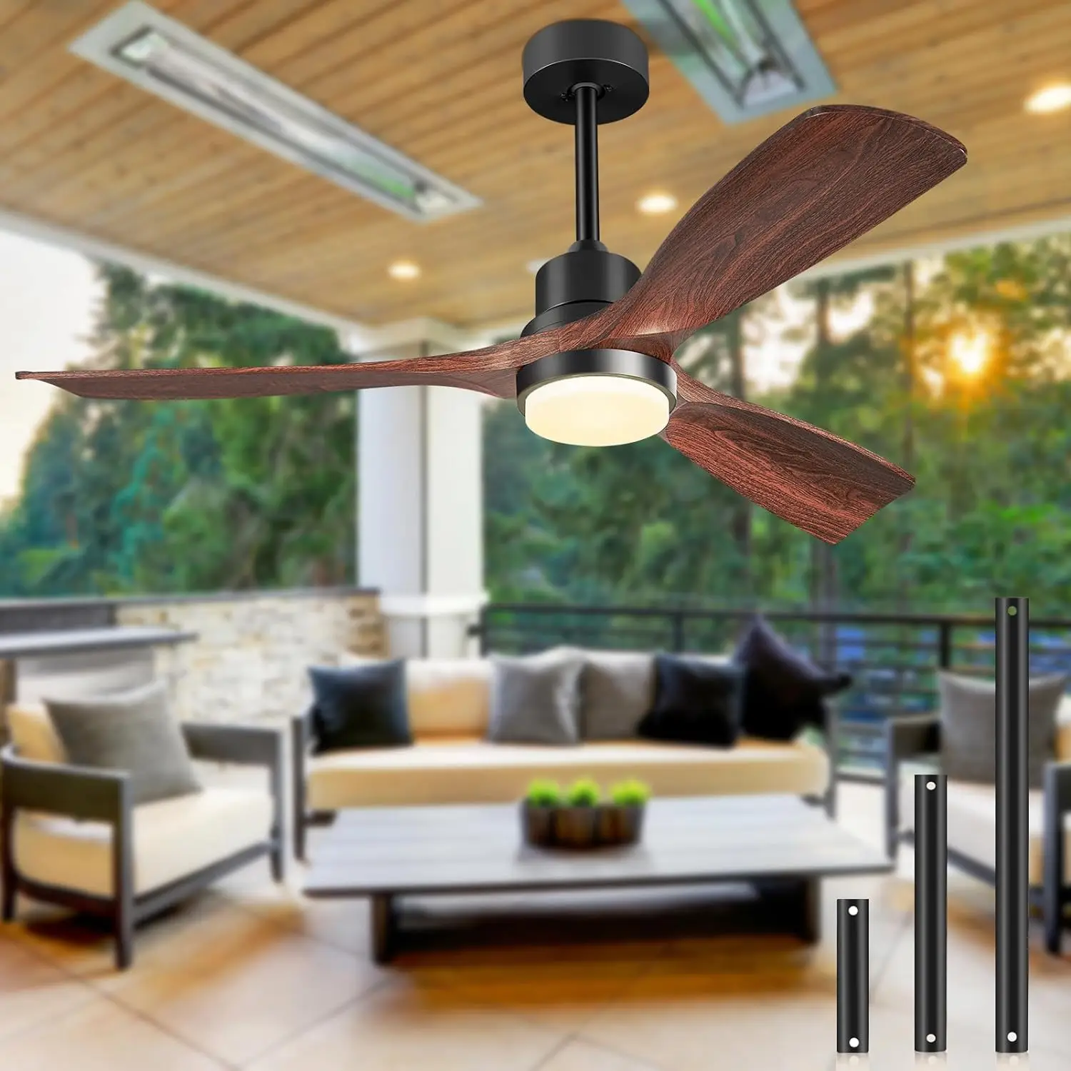 

Ceiling Fans with Lights and Remote, 52 Inch Outdoor Ceiling Fan for Patios with Light 3 Downrods, 3 Blades Modern Ceiling