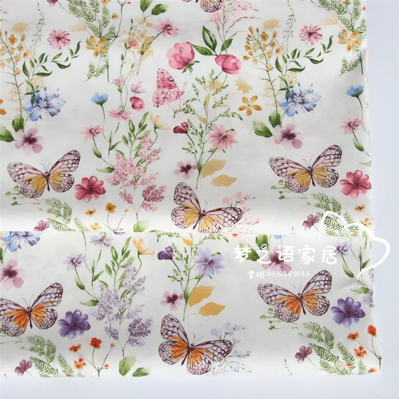 핑크 퍼플 나비 면 원단, DIY 침구 의류, 패치워크 원단, 어린이 수공, 면직물, 160cm x 50cm