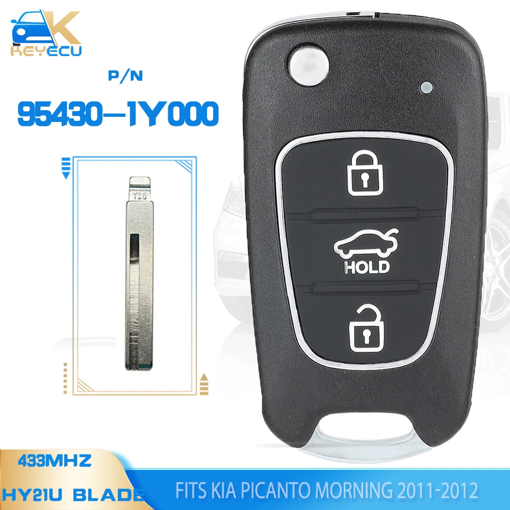 

KEYECU P/N: 95430-1Y100 433 МГц чип ID46 обновленный пульт дистанционного управления Fob 3 кнопки для KIA Picanto Morning 2011-2012 HY21U