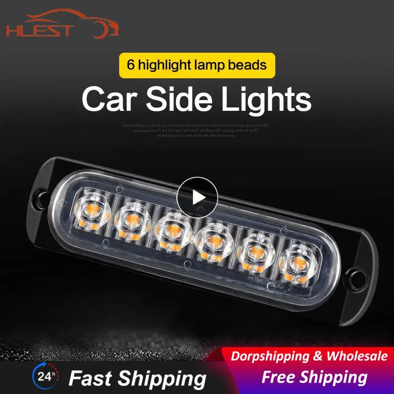 Camion Led Stroboscopico Spia Di Avvertimento Della Polizia 6Smd Griglia Lampeggiante Barra Luminosa Laterale Auto Rimorchio Faro Lampada Ambra Semafo