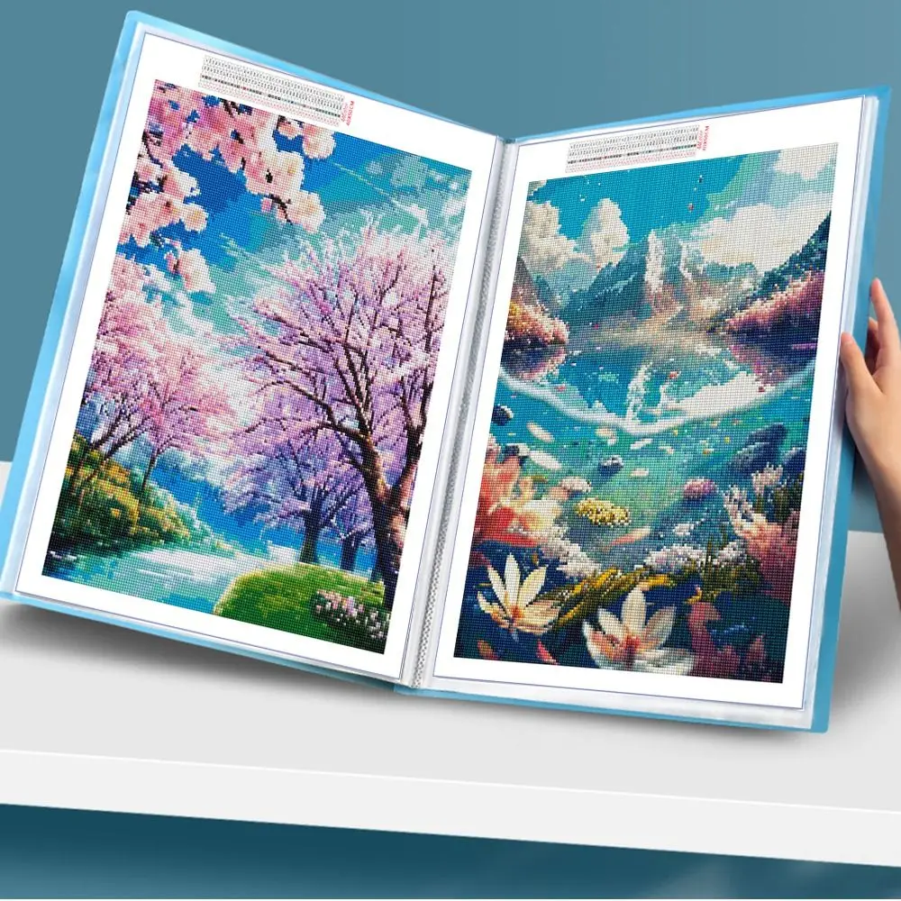 Book Organizer Data Organizer Painting Storage Book Clear Pockets Diamond Painting Photo Album Folder A3/8K 60 Pages Presentation Portfolio
