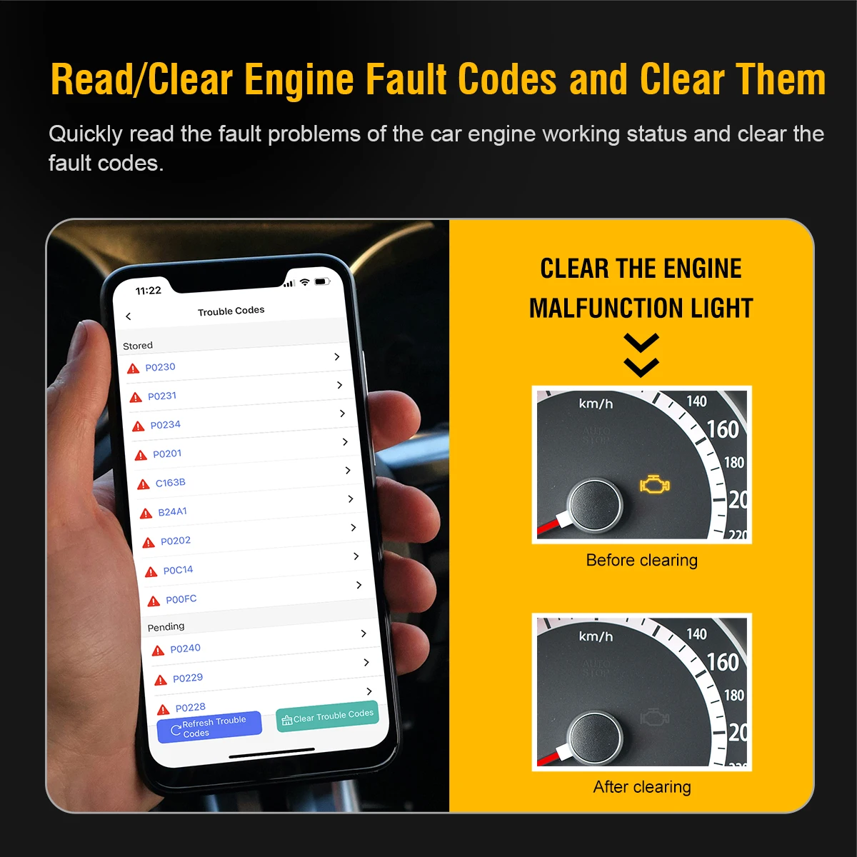 V020 Elm327 Bluetooth OBD2 Scanner for IOS/Android/PC ELM 327 Code Reader Clear Error Engine Car Fault Diagnostis Tool 3