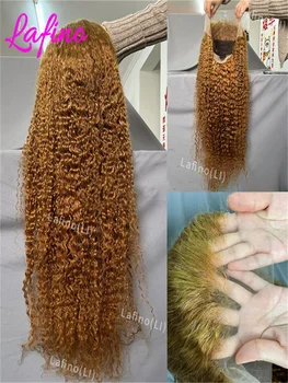 Parrucca per capelli umani biondo miele Parrucche ricci 13x6 Parrucca frontale in pizzo HD 13x4 Parrucca frontale a onda profonda 30 pollici # 27 parrucche colorate per capelli umani