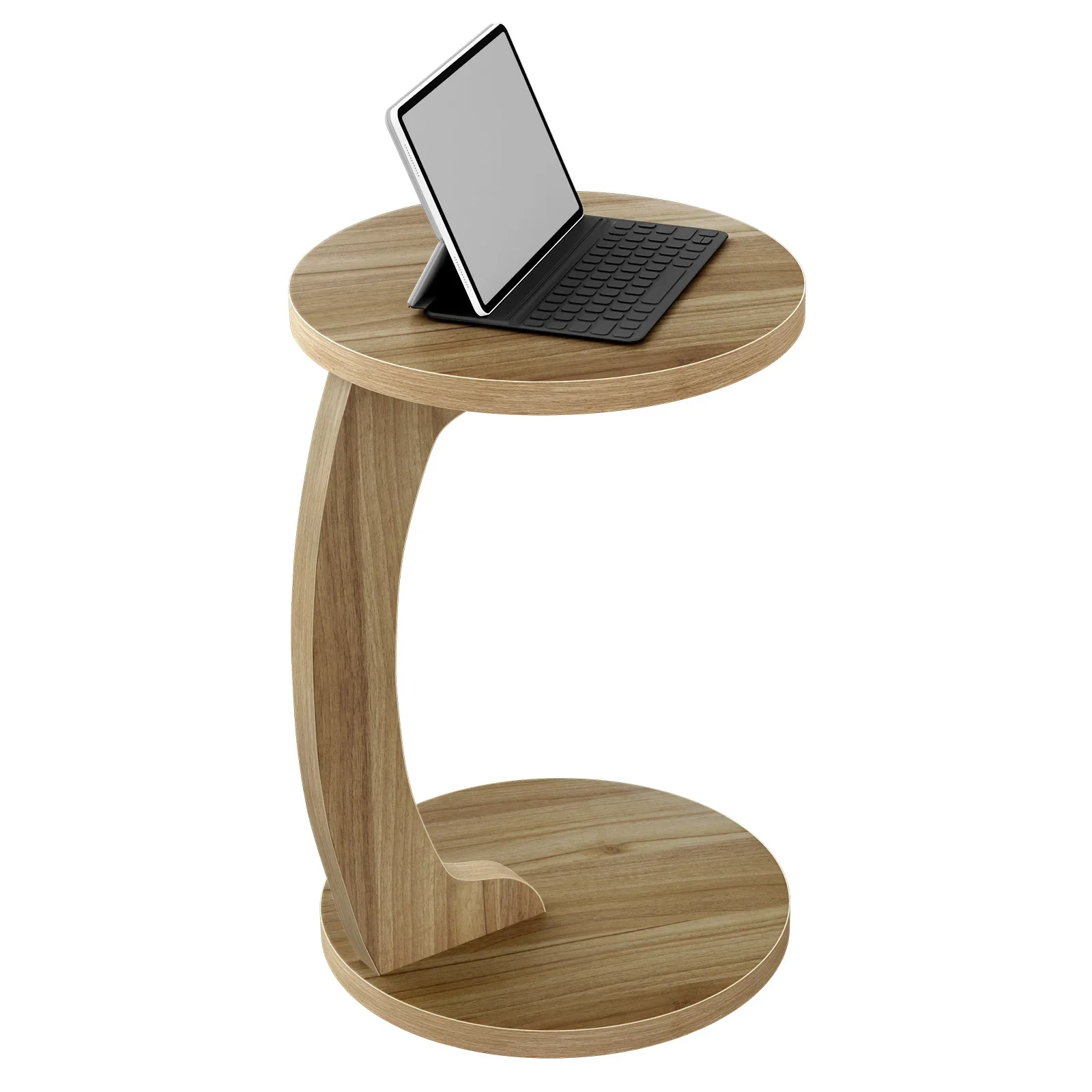WOLTU C-förmiger Couchtisch, Beistelltisch, runder Sofatisch, Wohnzimmer, kleiner Aufbewahrungstisch für Sofa, Couch, Bett, Heimbüro, Dekoration – Detail 5