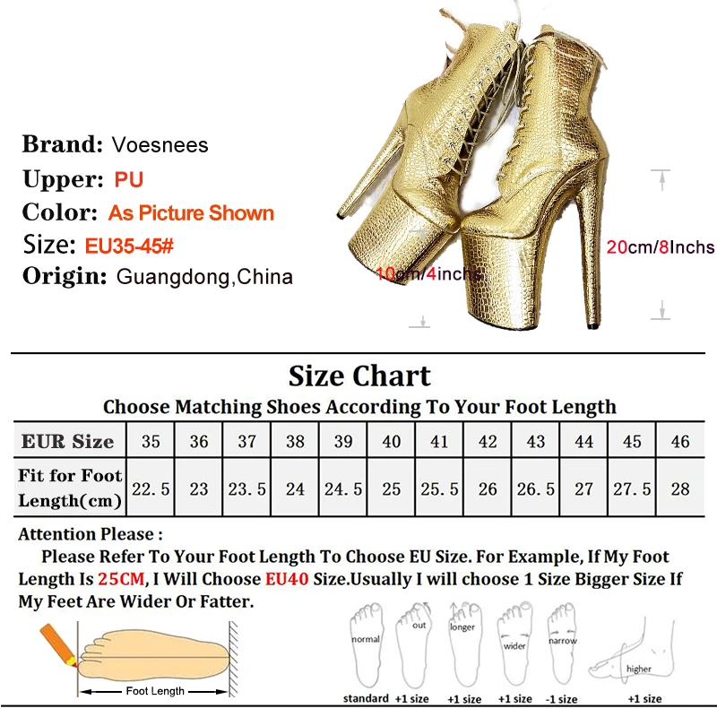 Golden Short Booties Mujer Luxury Platform Nightclub 20CM Extreme high heel Emboss Large Size Shoes For Woman Pole Dance Boots