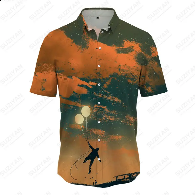 

Men's Hawaiian Shirt Loose Casual Lapel Cardigan Abstract Design Pattern Print Men's Retro Short Sleeved Shirt Street Oversize