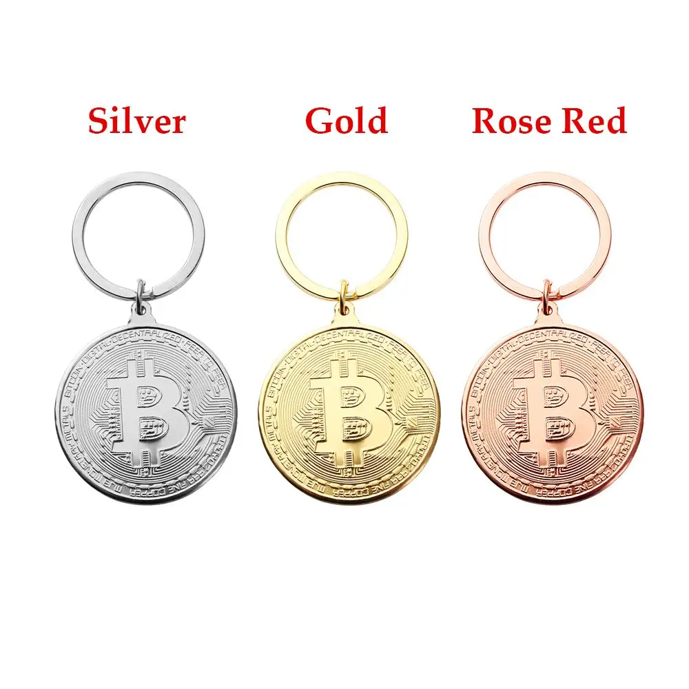 Fashion Jewelry Copper Plated Collectors Bitcoin Key Chain Key Ring Commemorative