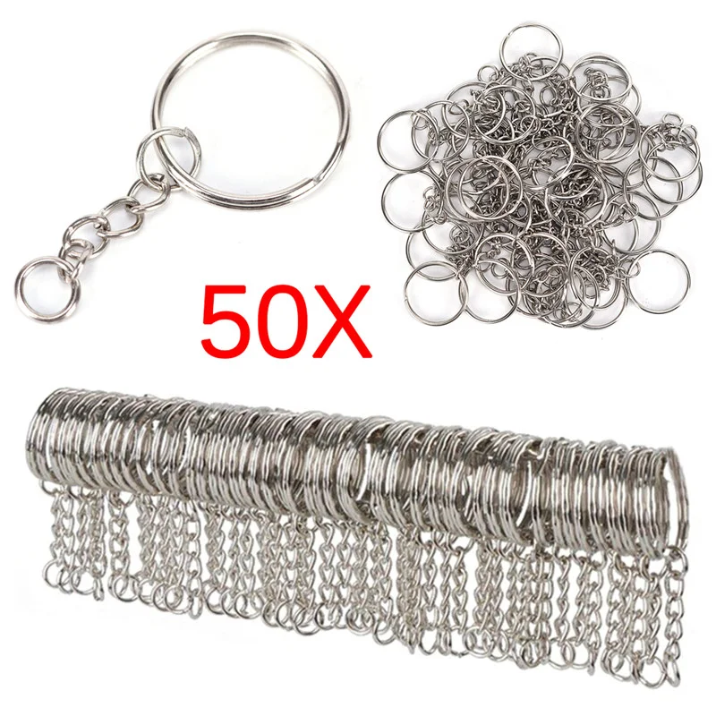 Key Rings Key Chains Metal Keychain Key Chain Accessories Blank Keyring Charms Split Ring Keyfob Key Holder Link Rings Women Men DIY