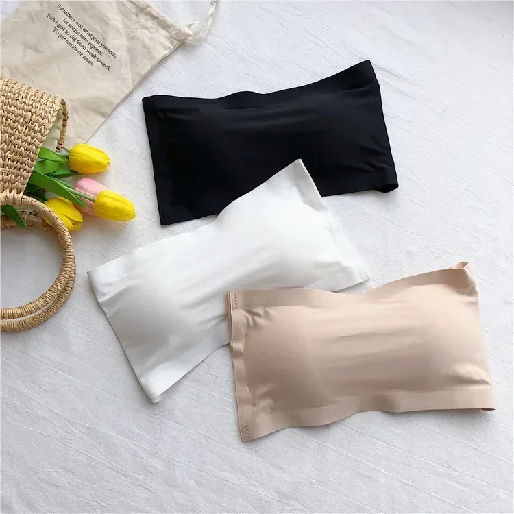 One Piece Seamless Tube Tops Women Invisible Bra Intimates Strapless Bustier Bandeau Breathable Wrapped Chest Underwear women lingerie bra women tube tops